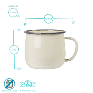 Coloured Enamel Belly Mug - 375ml - Cream