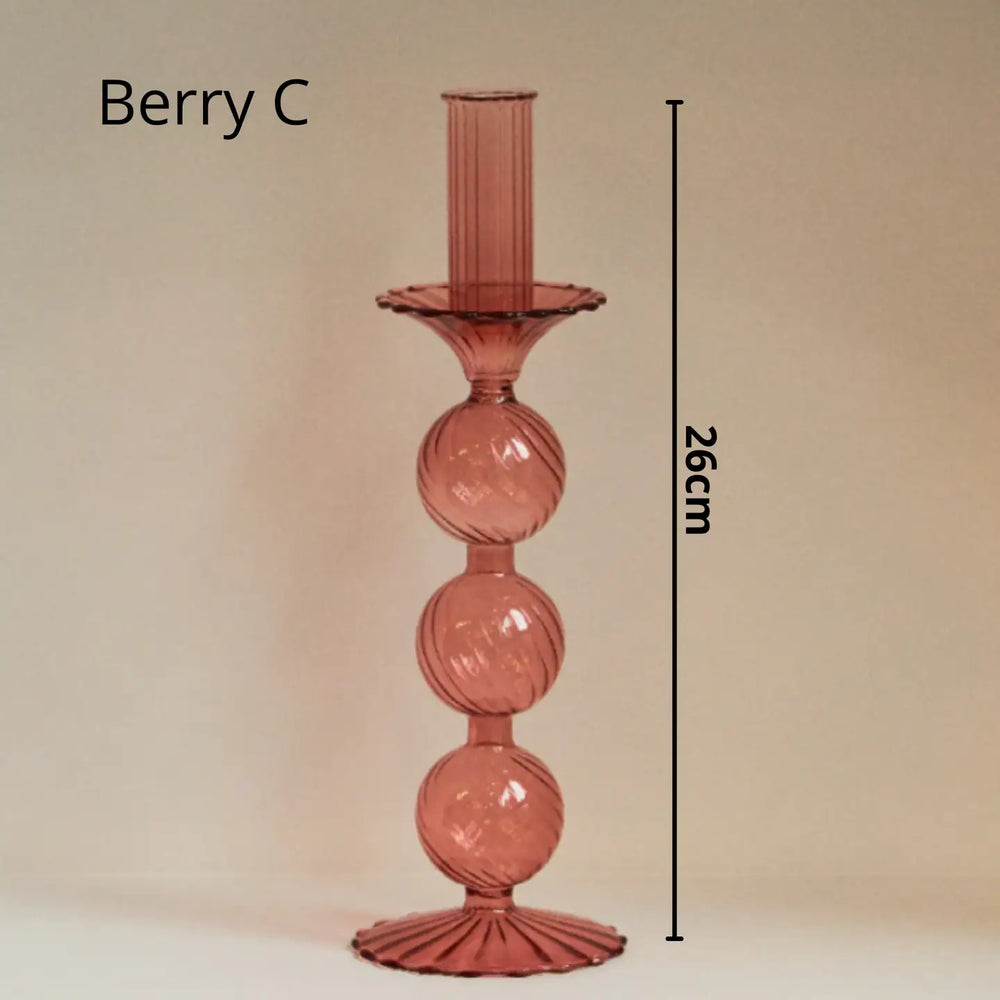 Glass Candlestick - Berry