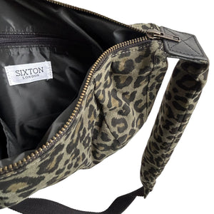Brixton Crossbody Sling Bag - Green Leopard Print Small