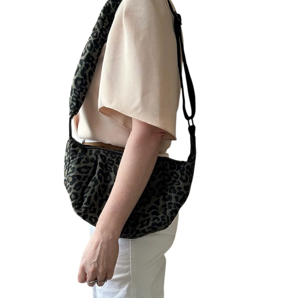 Brixton Crossbody Sling Bag - Green Leopard Print Small