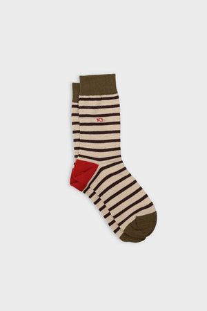 Men's Combed Cotton Wide Stripe Socks - Beige / Brown