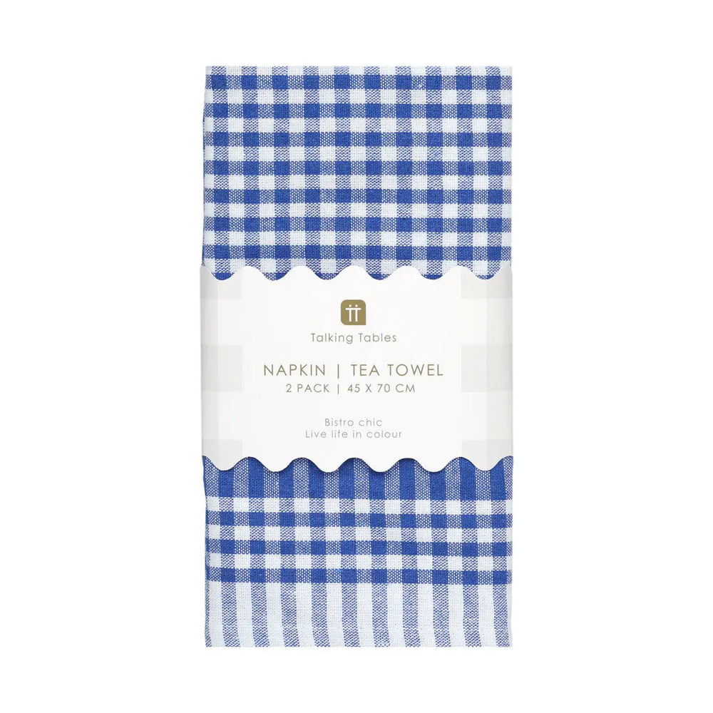 Gingham Napkins/ Teatowels - Blue - Pair