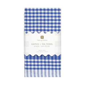 Gingham Napkins/ Teatowels - Blue - Pair