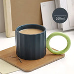 Handmade Ceramic Coffee Mug - Blue / Green Handle