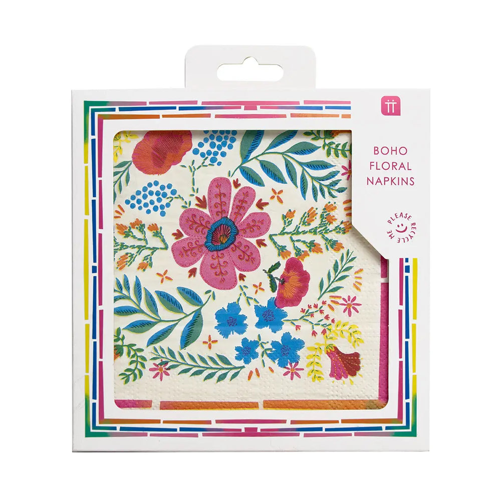 Boho Floral Paper Napkins - Pack of 20