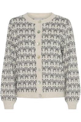 Brielle Knitted Cardigan - Oatmeal / Black