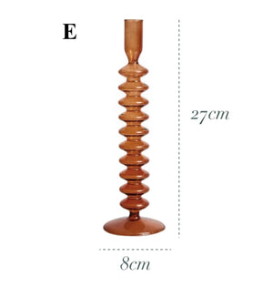 Glass Candlestick - Brown