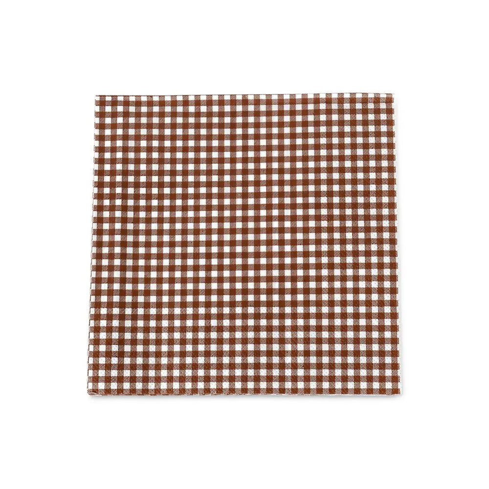 Brown Gingham Print Paper Napkins - Pack of 20