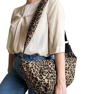 Brixton Crossbody Sling Bag - Sand Leopard Print Large