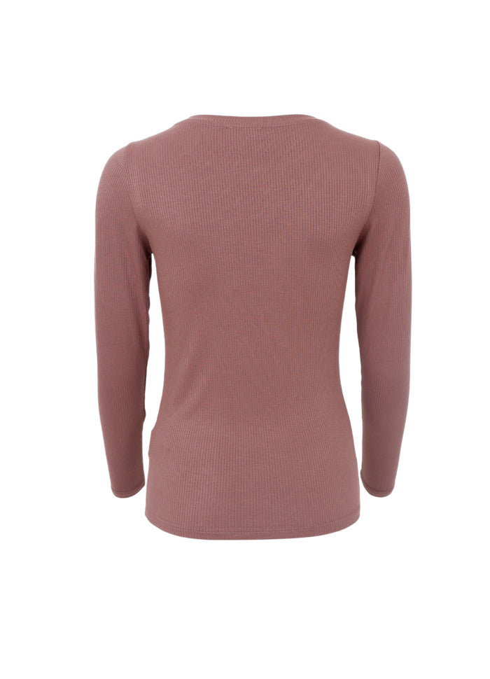 Tea Long-Sleeved Ribbed Top - Coffee