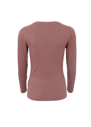 Tea Long-Sleeved Ribbed Top - Coffee