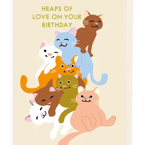 Cat Heap Birthday Card