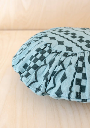 Cotton Cushion Cover in Green Checker Stripe With Pad