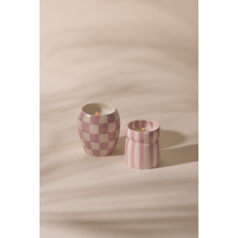 Paddywax Cabana 6.5oz/184g Lavender Striped Ceramic Candle - Grecian Sand Boxed