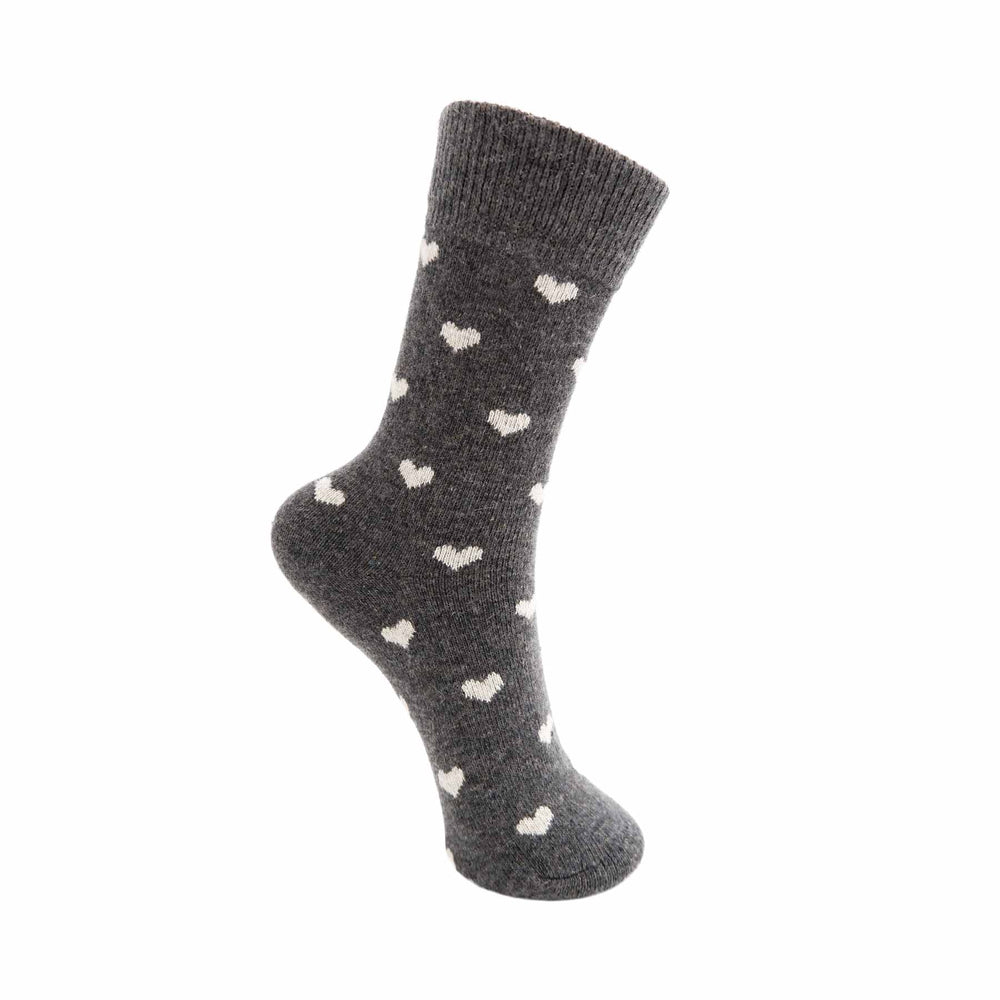Cai Heart Sock - Dark Grey