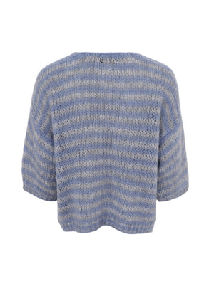 Casey Knitted Cardigan - Light Blue Striped
