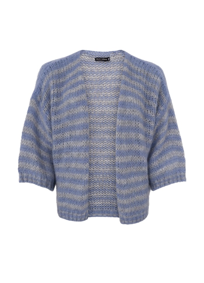 Casey Knitted Cardigan - Light Blue Striped