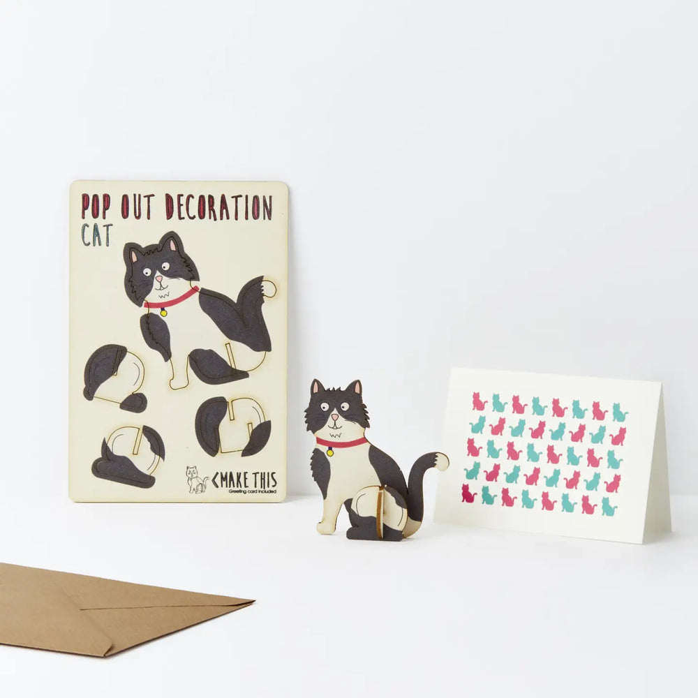 Birthday Black and White Cat Pop-Out Card