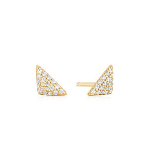 Gold Triangular Pave Stud Earrings - Sunshine Chaser