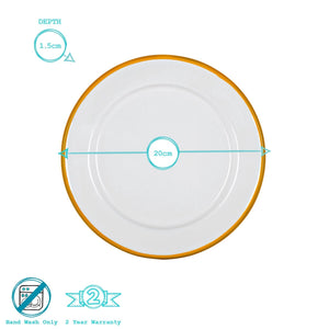 White Enamel Plate- 16cm - Yellow Rim
