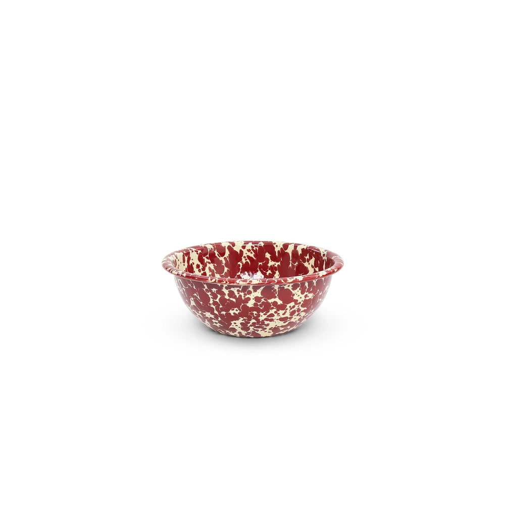 Enamel Splatter Enamelware Cereal Bowl -Burgundy and Cream 20 oz