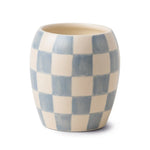 Paddywax Checkmate Porcelain Candle - Light Blue - Cotton & Teak