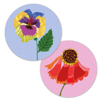 Drinks Coaster- Reversible Designs - Pansy and Helenium