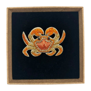 Crab Embroidered Pin Brooch