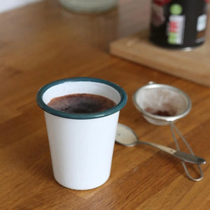 Coloured Enamel Tumbler - White/Green
