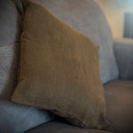 Jute Cushion Cover With Feather Pad - Brown