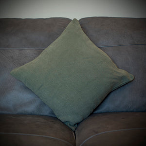 Jute Cushion Cover With Feather Pad - Green