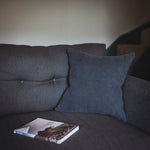 Jute Cushion Cover With Feather Pad - Dark Grey