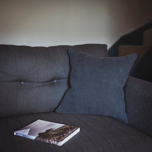 Jute Cushion Cover With Feather Pad - Dark Grey
