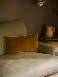 Indian Cotton Velvet Rectangular Cushion - Ginger
