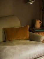 Indian Cotton Velvet Rectangular Cushion - Ginger