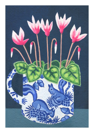 Cyclamen in a Squirrel Cup Card