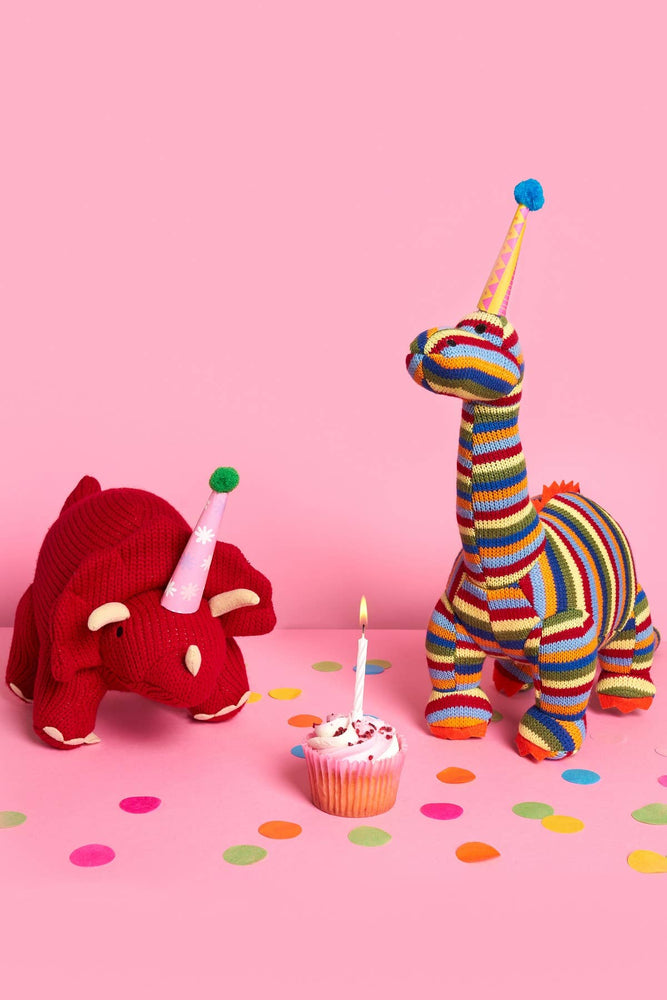 Knitted Stripe Diplodocus Dinosaur Plush Toy