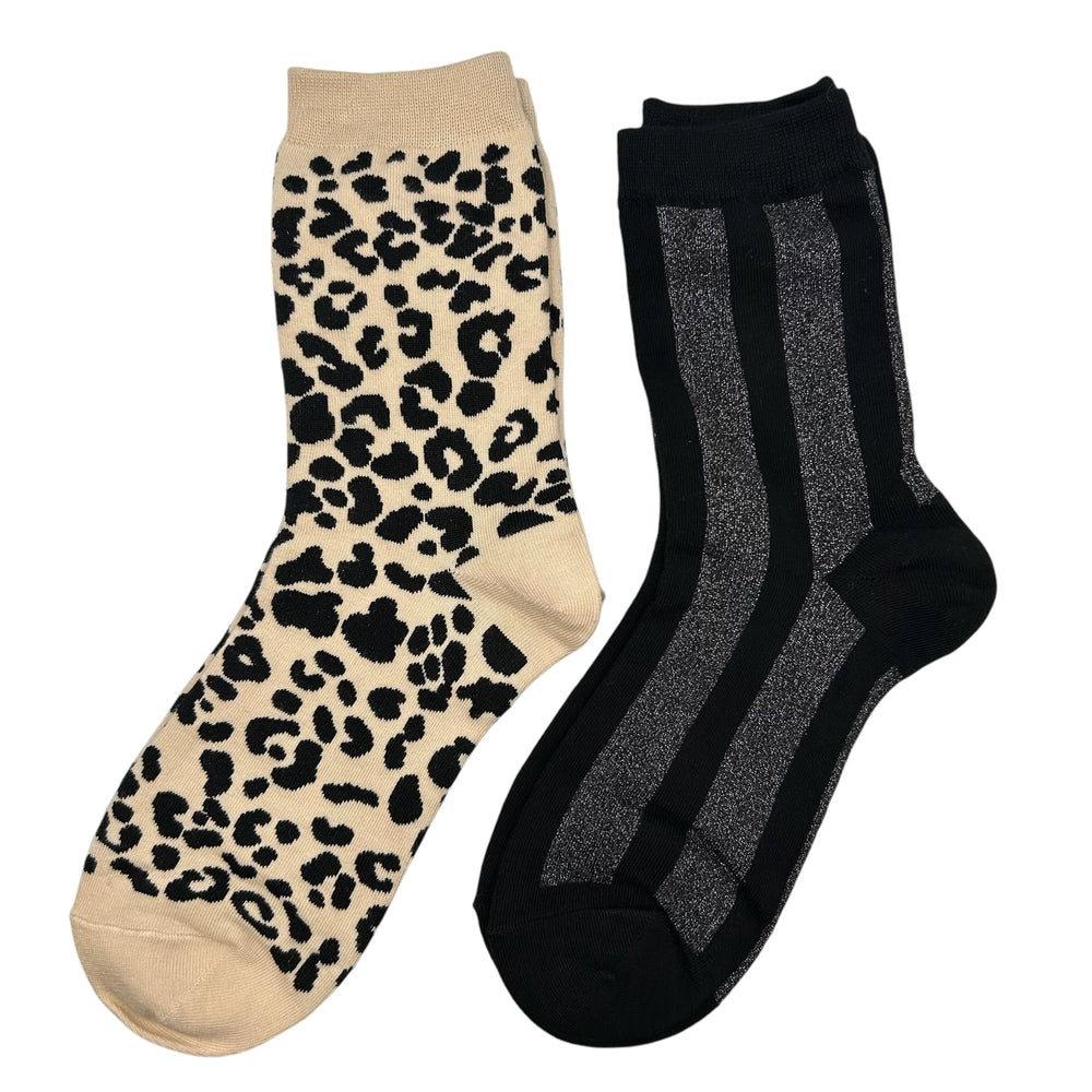 Cream Leopard & Berlin Sock Box Duo With Linear Eye Brooch