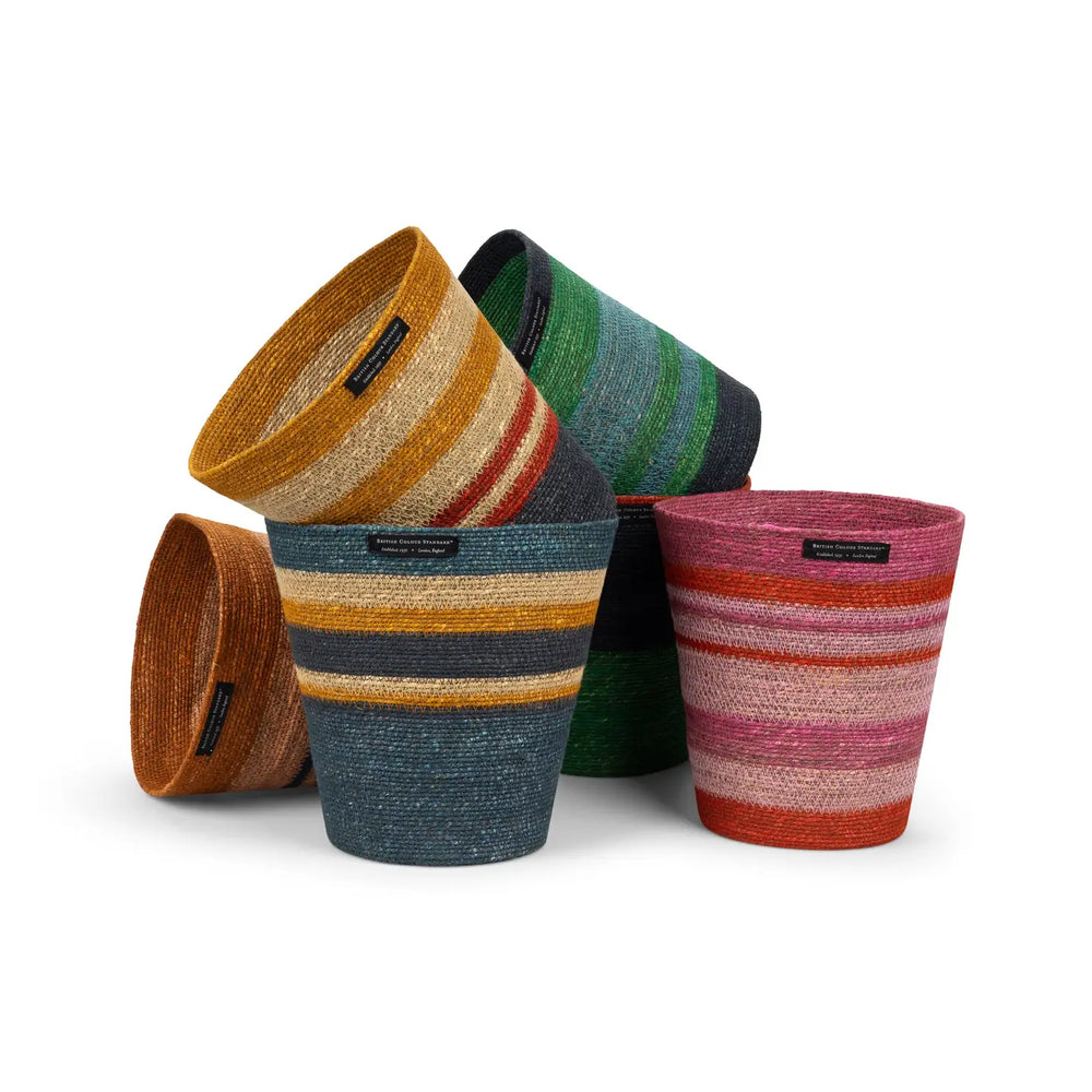 Seagrass Waste paper Basket in Olive and Old Rose