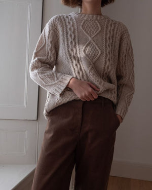 Harper Wide Leg Trousers - Dark Sand Cord