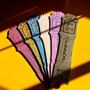 Embossed Leather Bookmark - Grandfather Clock