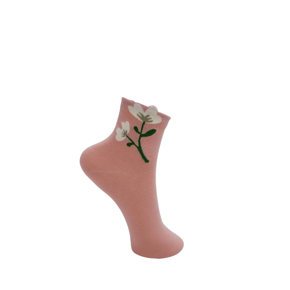 Deena Flower Sock - Light Rose