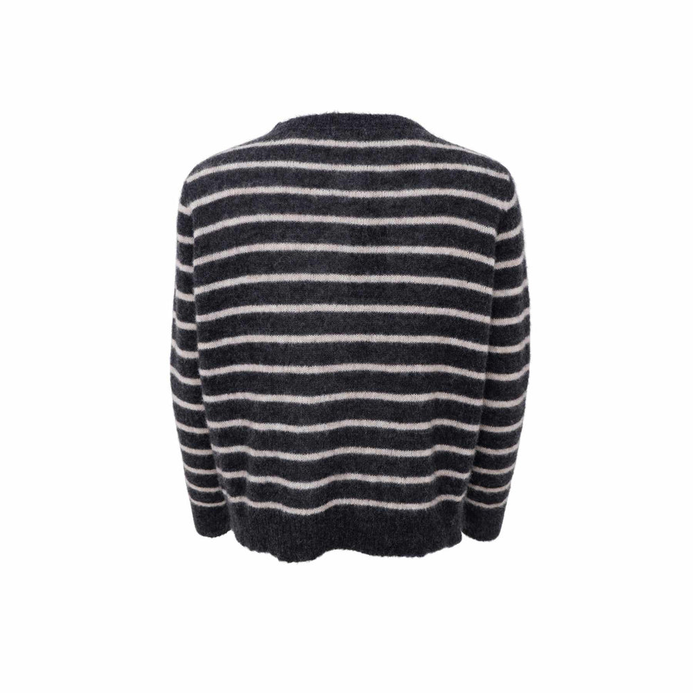 Dell Striped Knitted Cardigan - Grey