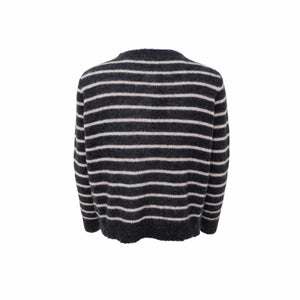 Dell Striped Knitted Cardigan - Grey