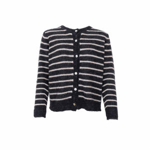 Dell Striped Knitted Cardigan - Grey