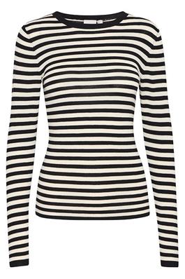 DIANE Striped Long Sleeved Jumper - Black and Almond