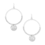 Dominique Silver Beaded Hoop Earrings - Large