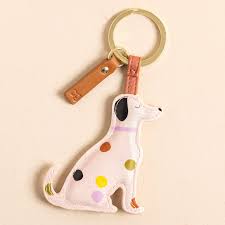 Mono Scattered Dot Dog Keyring