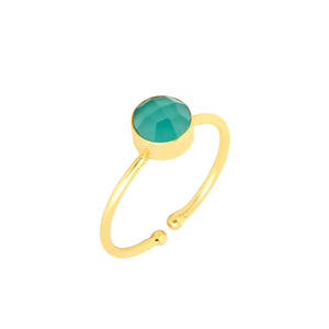 Dotty Adjustable Aquamarine Ring - Gold