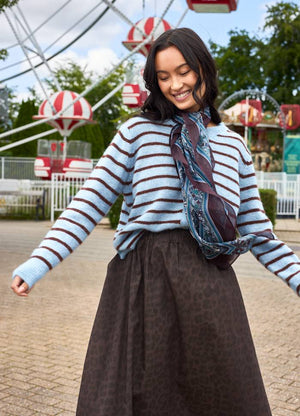 Dell Striped Knitted Cardigan - Blue